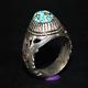 Large Antique Vintage Natural Turquoise Stone Silver Ring In Excellent Condition