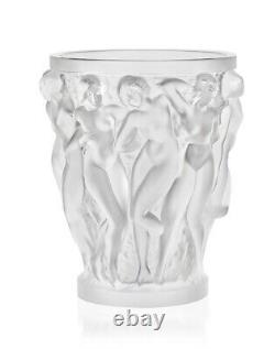 Large Lalique French Crystal Bacchantes Nudes Vase Excellent Condition 9.5 Tall