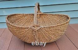 Large Vintage Hand Woven Split Oak Butt Basket Excellent Condition