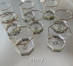 Mackenzie Childs Set of 8 Octagon shaped drinking glasses. Excellent condition
