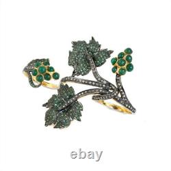 Natural Rosecut Diamond Emerald Tree Shape, 925 Sterling Silver Ring Jewelry
