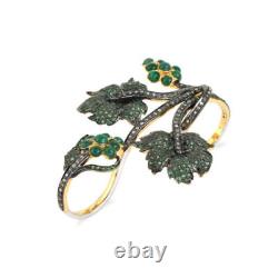 Natural Rosecut Diamond Emerald Tree Shape, 925 Sterling Silver Ring Jewelry