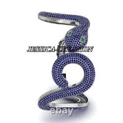 Natural Rosecut Snake Shape Sapphire, 925 Sterling Silver Vintage Bangle Jewelry