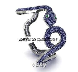Natural Rosecut Snake Shape Sapphire, 925 Sterling Silver Vintage Bangle Jewelry
