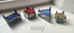 Old collection brass glass boxes, # 4 ps. H=7.5 cm, excellent condition. Rare