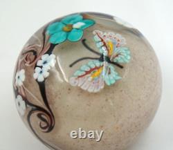 Orient & Flume Crystal Encased Butterfly Floral Paperweight Excellent Condition