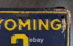 Original 1938 Wyoming License Plate County 1 No 2 Excellent Condition WOW