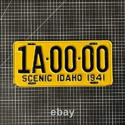 Original IDAHO 1941 SAMPLE License Plate 1A 00 00 Excellent Condition