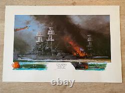 Original Print USS Nevada 1 of 5 Double Remarque by DeRosset Excellent Condition
