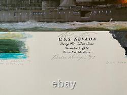 Original Print USS Nevada 1 of 5 Double Remarque by DeRosset Excellent Condition