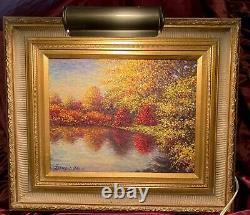 Original River Landscape Oil Painting by Lynwood Hall in Excellent Condition