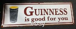Original Vintage Enamel Guinness Sign 3ft x 1ft in excellent used condition