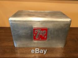 Original Vintage Metal 7-UP Cooler With Aluminum Tray Excellent Condition