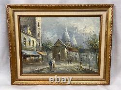 Original signed Burnett oil painting on canvas cityscape excellent condition