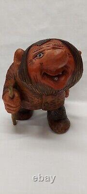 Otto Sveen Norway Lrg 8 Hand Carved Wood Troll Hand Painted Excellent Condition