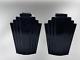 Pair Of Vintage Black Art Deco Style Post Modern Vases Excellent Condition