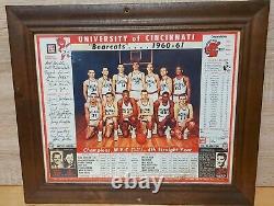 RARE 1960-1961 UC Cincinnati Bearcats Basketball Nat'l Champions Poster Signed