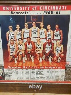 RARE 1960-1961 UC Cincinnati Bearcats Basketball Nat'l Champions Poster Signed