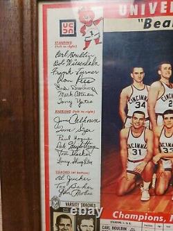 RARE 1960-1961 UC Cincinnati Bearcats Basketball Nat'l Champions Poster Signed