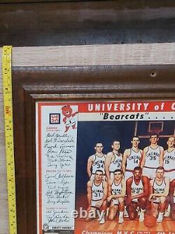 RARE 1960-1961 UC Cincinnati Bearcats Basketball Nat'l Champions Poster Signed