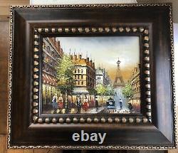 R. Young Original Framed Signed Oil Painting Eiffel Tower Excellent Condition