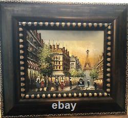 R. Young Original Framed Signed Oil Painting Eiffel Tower Excellent Condition