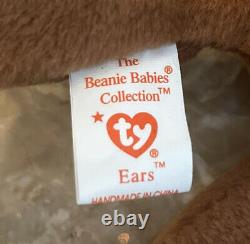 Rare Original Ty Ears Beanie Baby PVC Pellets with Errors Excellent Condition