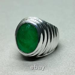 Real Emerald Stone in Oval Shape Original Emerald Stone Ring Mens Ring Band 925