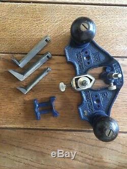 Record 071 Router Plane 3 Cutters Box Fence Excellent Original Condition