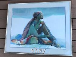 Robert E. Wood Watercolor Seated Woman of Color Excellent Condition