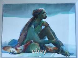 Robert E. Wood Watercolor Seated Woman of Color Excellent Condition