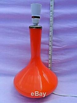SUPERB 1970's ORANGE GLASS TABLE LAMP REWIRED GWO EXCELLENT CONDITION 15 TALL