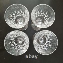 Set of 4 Waterford Crystal Lismore Tall Wine Glasses Excellent Condition