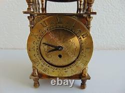 Small English Brass Time Only Clock Marked Smiths Excellent Running Condition