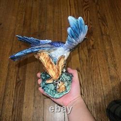 Stangl Pottery Bird #3715 Flying Blue Jay with Peanut (RARE) Excellent Condition