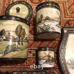 Stunning 5 Piece Nippon Country Windmill Smoking Set Excellent Condition