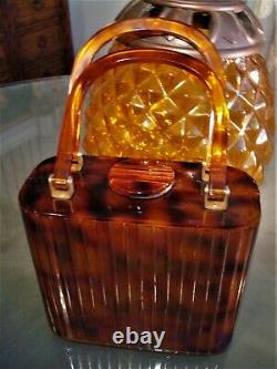 TORTOISE SHELL BOX HANDBAG By Bavelli Excellent Vintage Condition