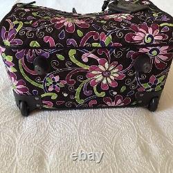 Vera Bradley Purple Punch 17 Rolling Tote Carry On Luggage- Excellent Condition