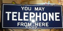 Vintage 1920 Telephone sign Enamel from Here Sign Excellent condition original