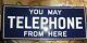 Vintage 1920 Telephone Sign Enamel From Here Sign Excellent Condition Original