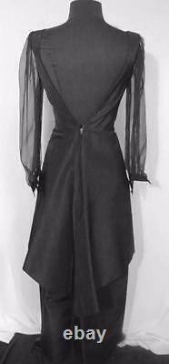 Vintage 1960's Long Black Taffeta Evening Dress Size 6 Excellent Condition