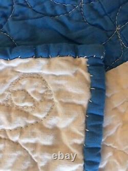 Vintage Blue And White Quilt Excellent Condition Handmade Clean and Bright