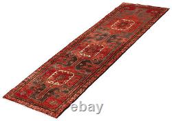 Vintage Bordered Hand-Knotted Carpet 2'11 x 9'4 Traditional Wool Rug