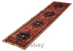 Vintage Bordered Hand-Knotted Carpet 2'9 x 9'6 Traditional Wool Rug