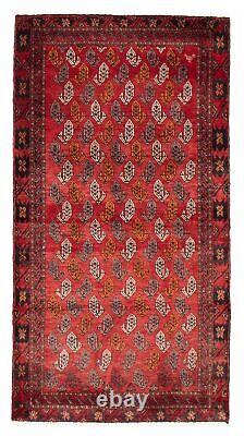 Vintage Bordered Hand-Knotted Carpet 3'6 x 6'6 Traditional Wool Rug