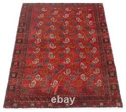 Vintage Bordered Hand-Knotted Carpet 3'6 x 6'6 Traditional Wool Rug