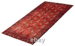 Vintage Bordered Hand-Knotted Carpet 3'6 x 6'6 Traditional Wool Rug