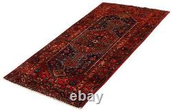 Vintage Bordered Hand-Knotted Carpet 4'4 x 8'1 Traditional Wool Rug