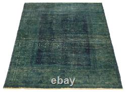 Vintage Bordered Hand-Knotted Carpet 4'7 x 6'9 Traditional Wool Rug