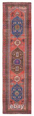 Vintage Geometric Area Rug 2'5 x 9'4 Traditional Hand-Knotted Wool Carpet